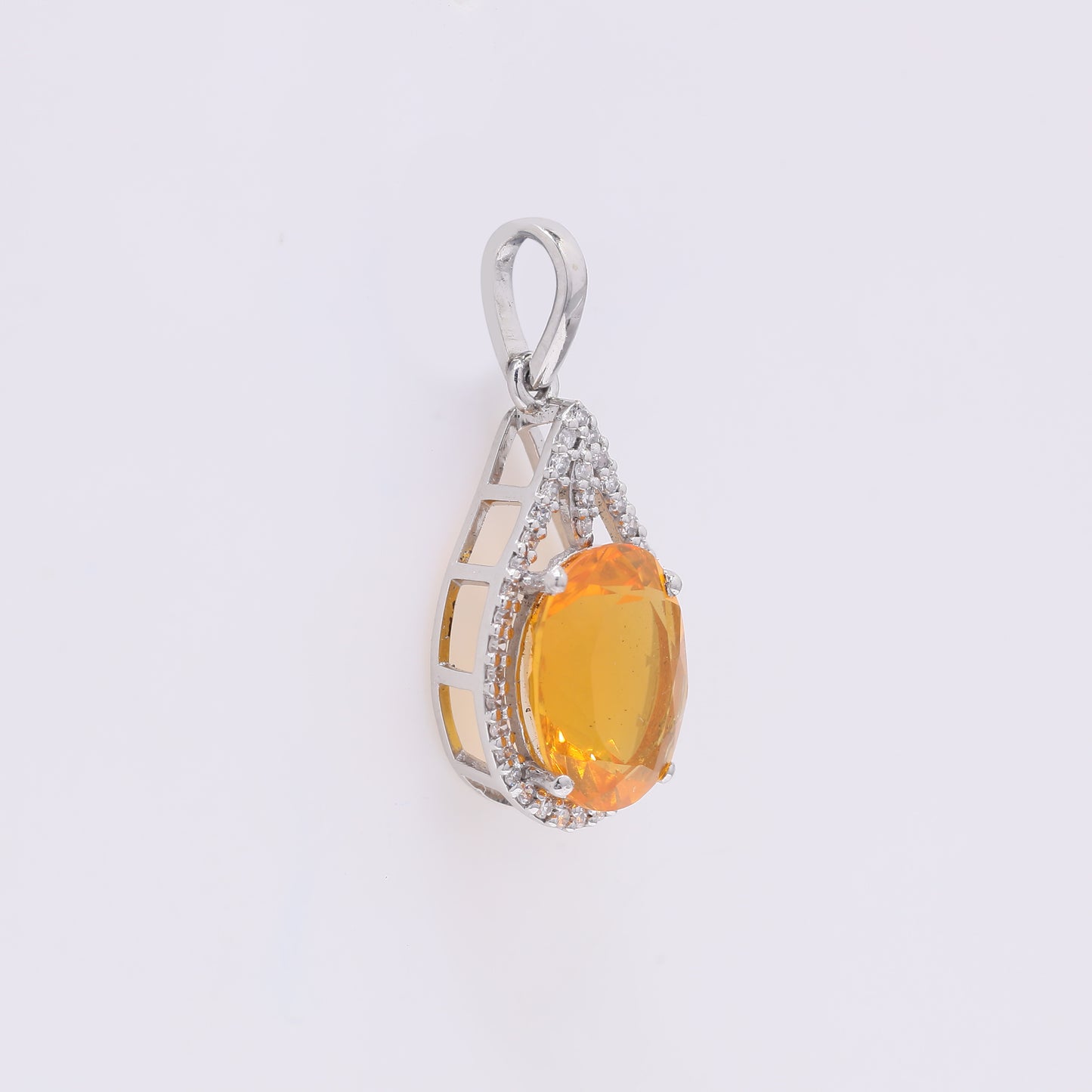 1.79 Ct Oval Mixed Cut Natural Fire Opal 950 Platinum Pendant