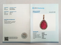 4.99 Ct Pear Cabochon Natural Rubellite 14K Gold Pendant