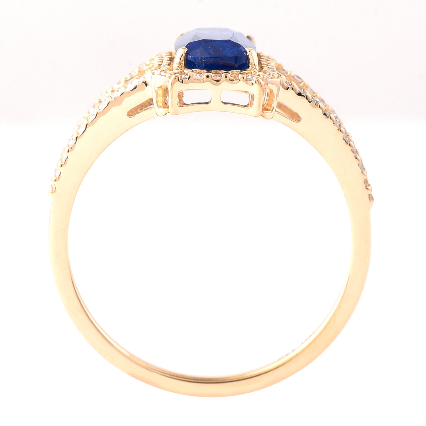 1.66 Ct Cushion Mixed Cut Natural Sapphire 14K Gold Ring