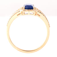 1.66 Ct Cushion Mixed Cut Natural Sapphire 14K Gold Ring