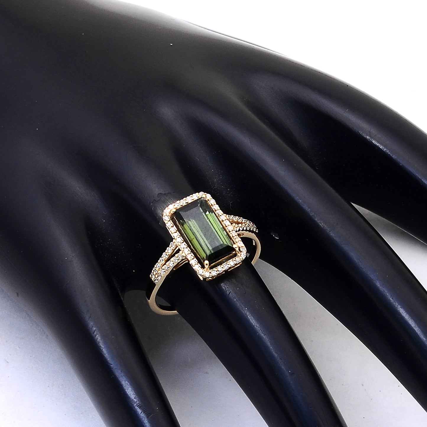 2.08 Ct Rectangle Step Cut Natural Tourmaline 14K Gold Ring