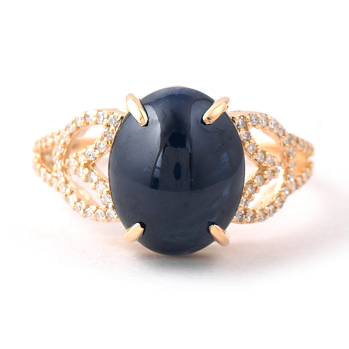 7.54 Ct Oval Cabochon Cut Natural Sapphire 14K Gold Ring