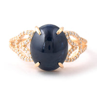 7.54 Ct Oval Cabochon Cut Natural Sapphire 14K Gold Ring