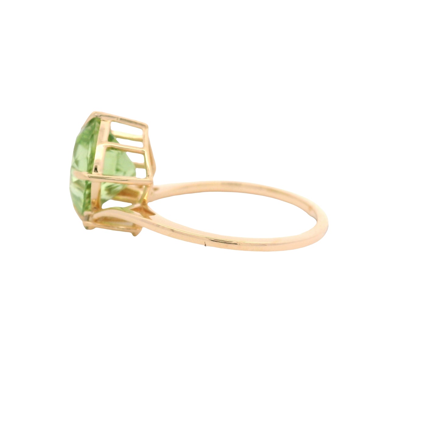 3.55 Ct Cushion Peridot 14K Gold Ring