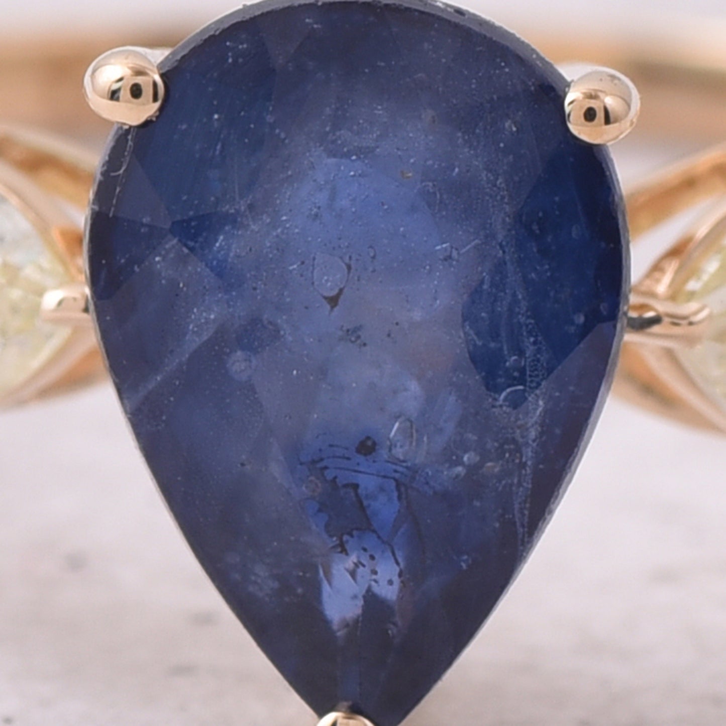 2.16 Ct Pear Natural Sapphire 14K Gold Ring