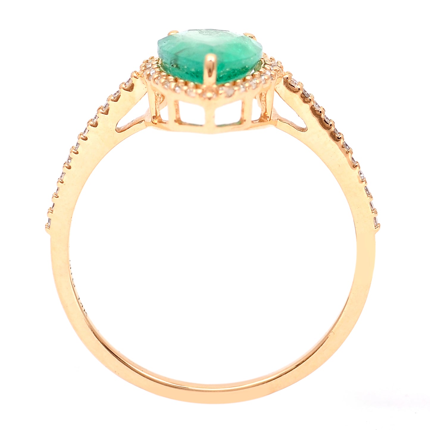 1.48 Ct Pear Mixed Cut Natural Emerald 14K Gold Ring