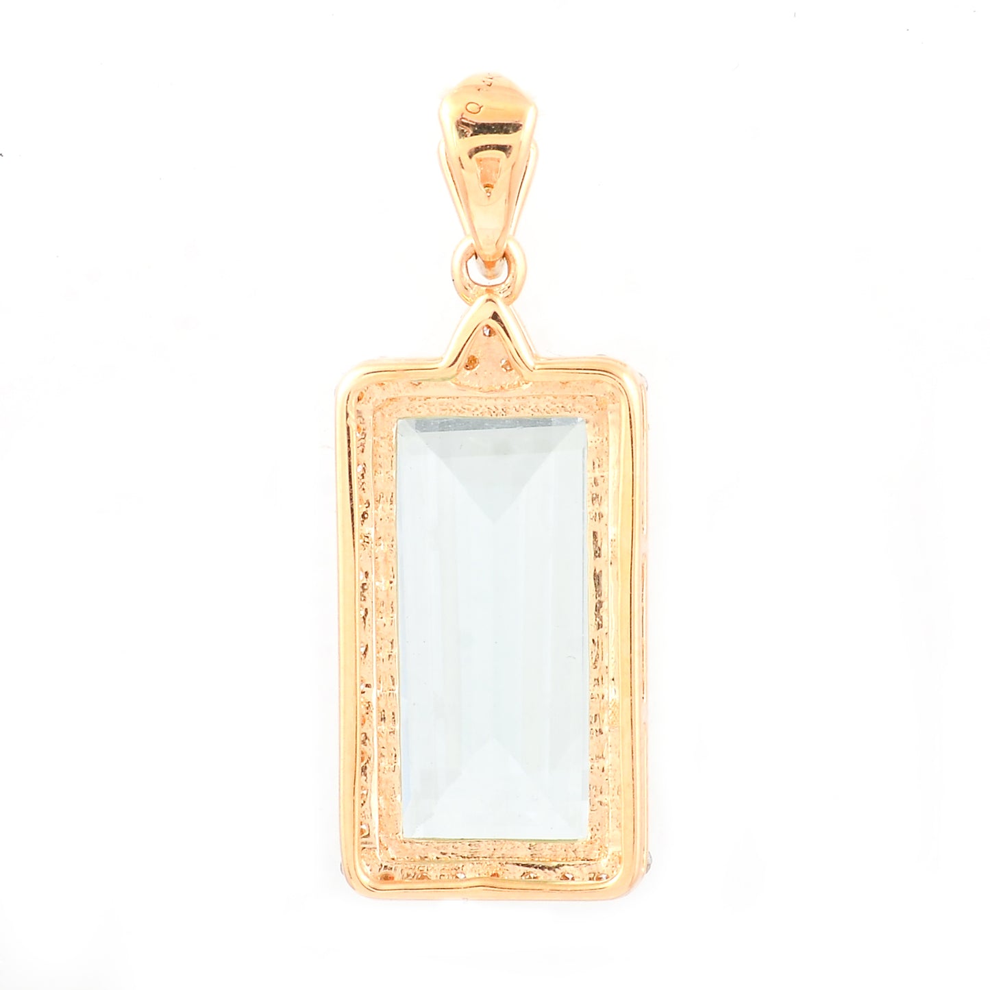 3.14 Ct Rectangle Step Cut Natural Aquamarine 14K Gold Pendant