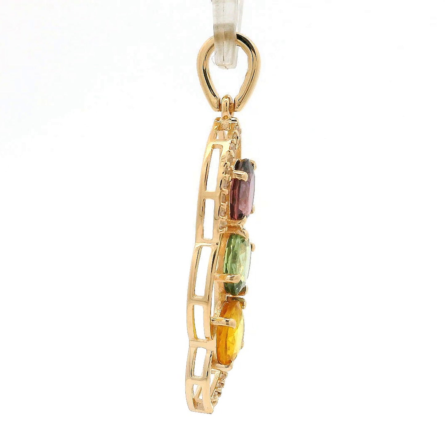 1.90 Ct Oval Multi Sapphire 14K Gold Pendant