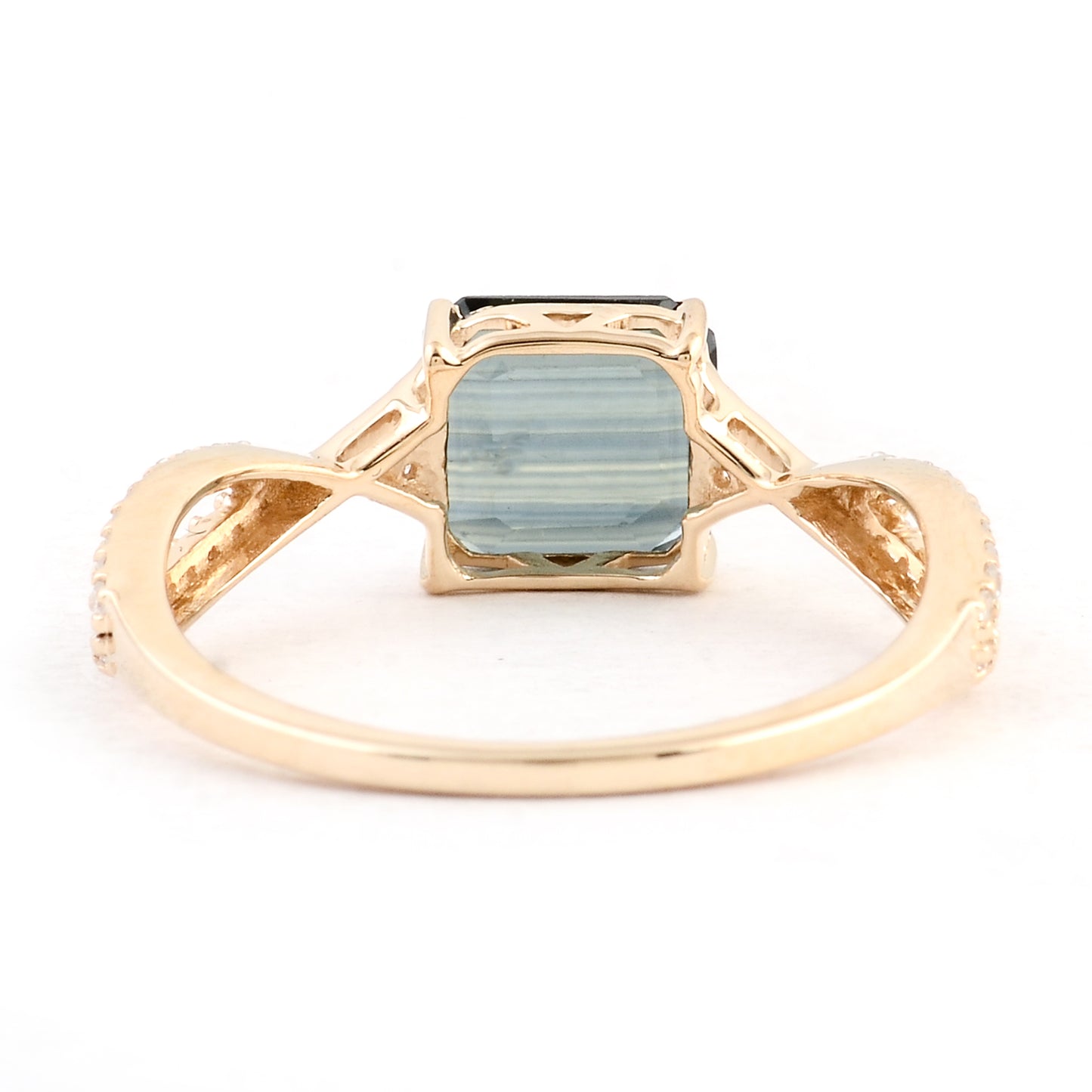 1.36 Ct Square Emerald Cut Natural Corundum Sapphire 14K Gold Ring