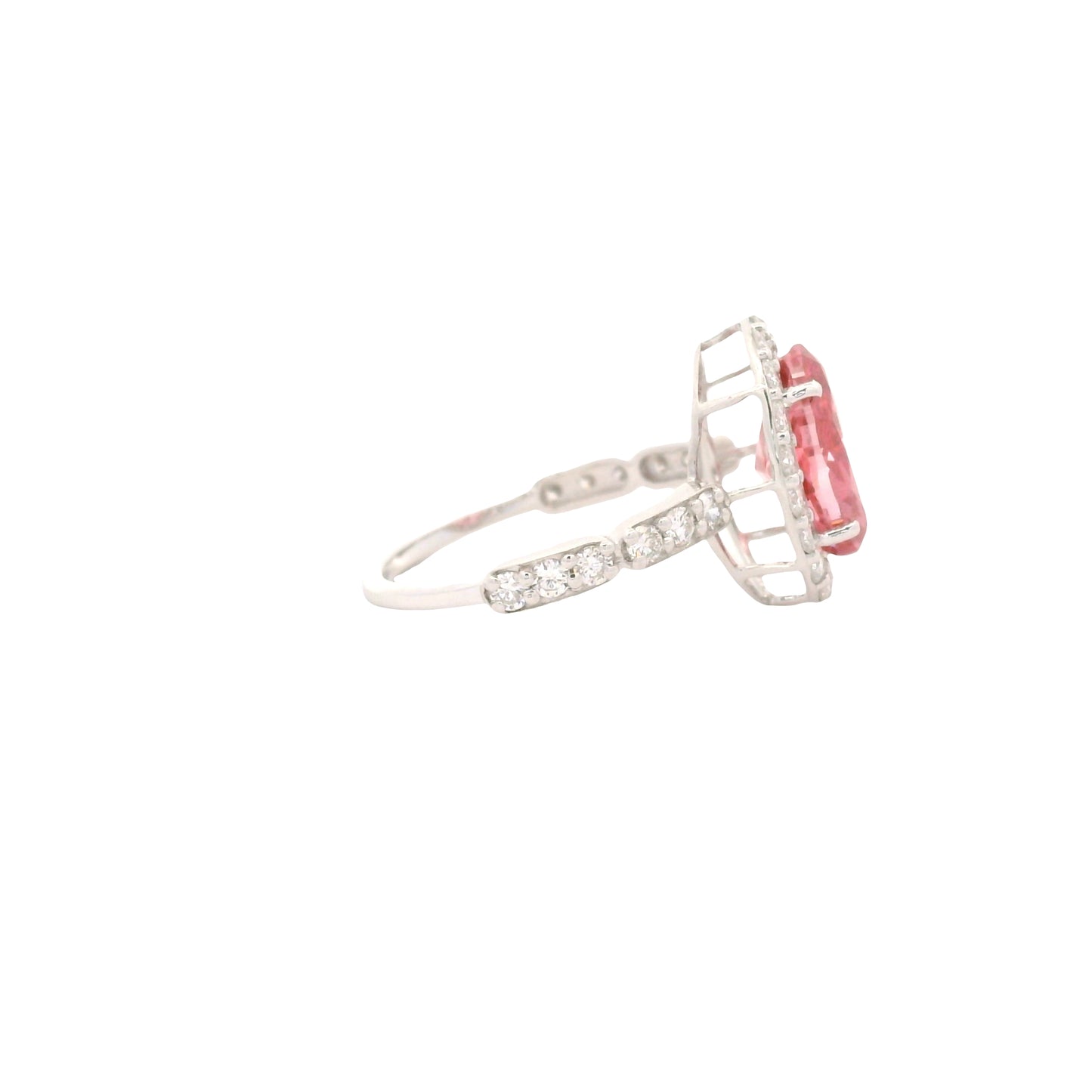 3.75 Carats Pink Lab Grown Diamond 14K Gold Ring