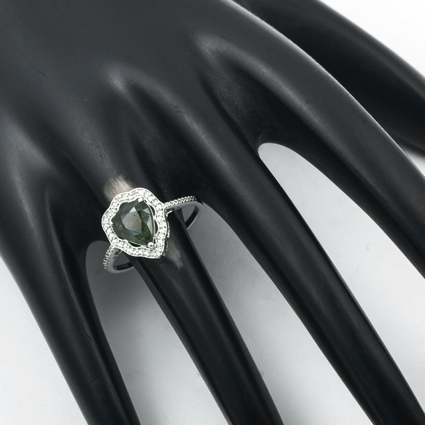 1.97 Ct Pear Mixed Cut Natural Green Sapphire 950 Platinum Ring
