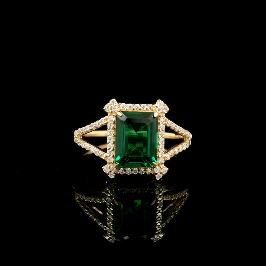 2.00 Ct Emerald Cut Lab Grown Emerald 14K Gold Ring