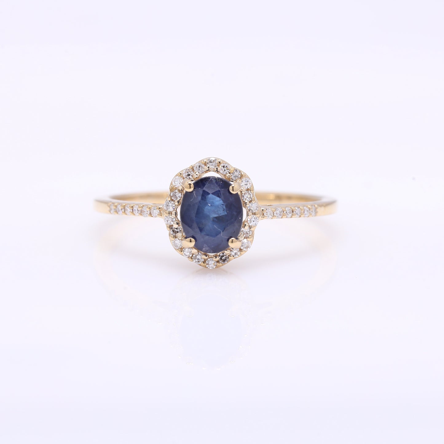 1.17 Ct Oval Mixed Cut Natural Sapphire 14K Gold Ring