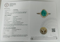 1.98 Ct Pear Carving Natural Beryl Emerald 14K Gold Ring