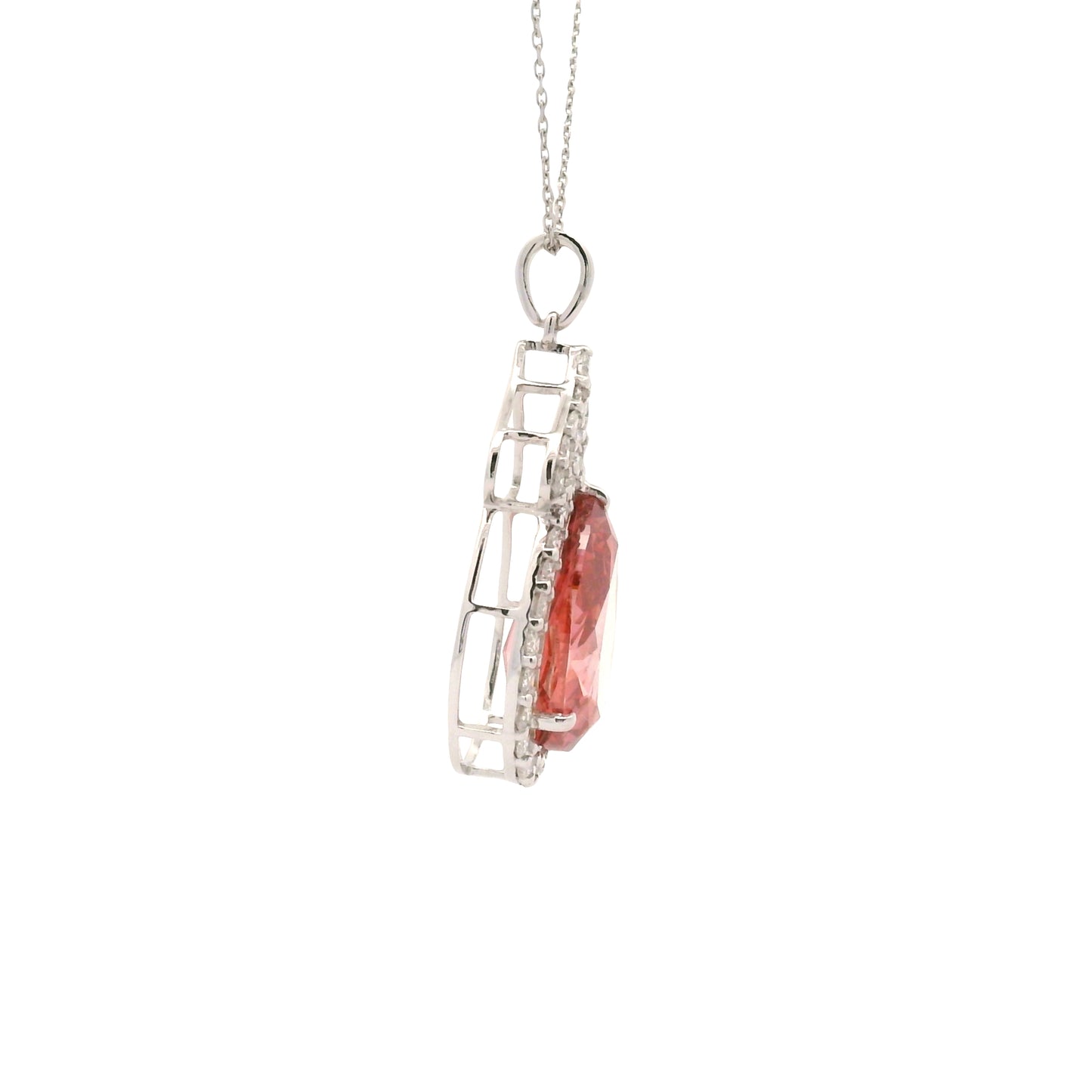 7.34 Carats Pink Lab Grown Diamond 14K Gold Pendant