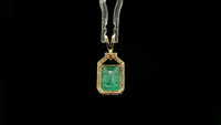 3.54 Ct Octagon Natural Emerald 14K Gold Pendant