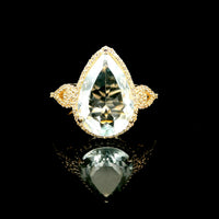 4.05 Ct Pear Aquamarine 9K Gold Ring