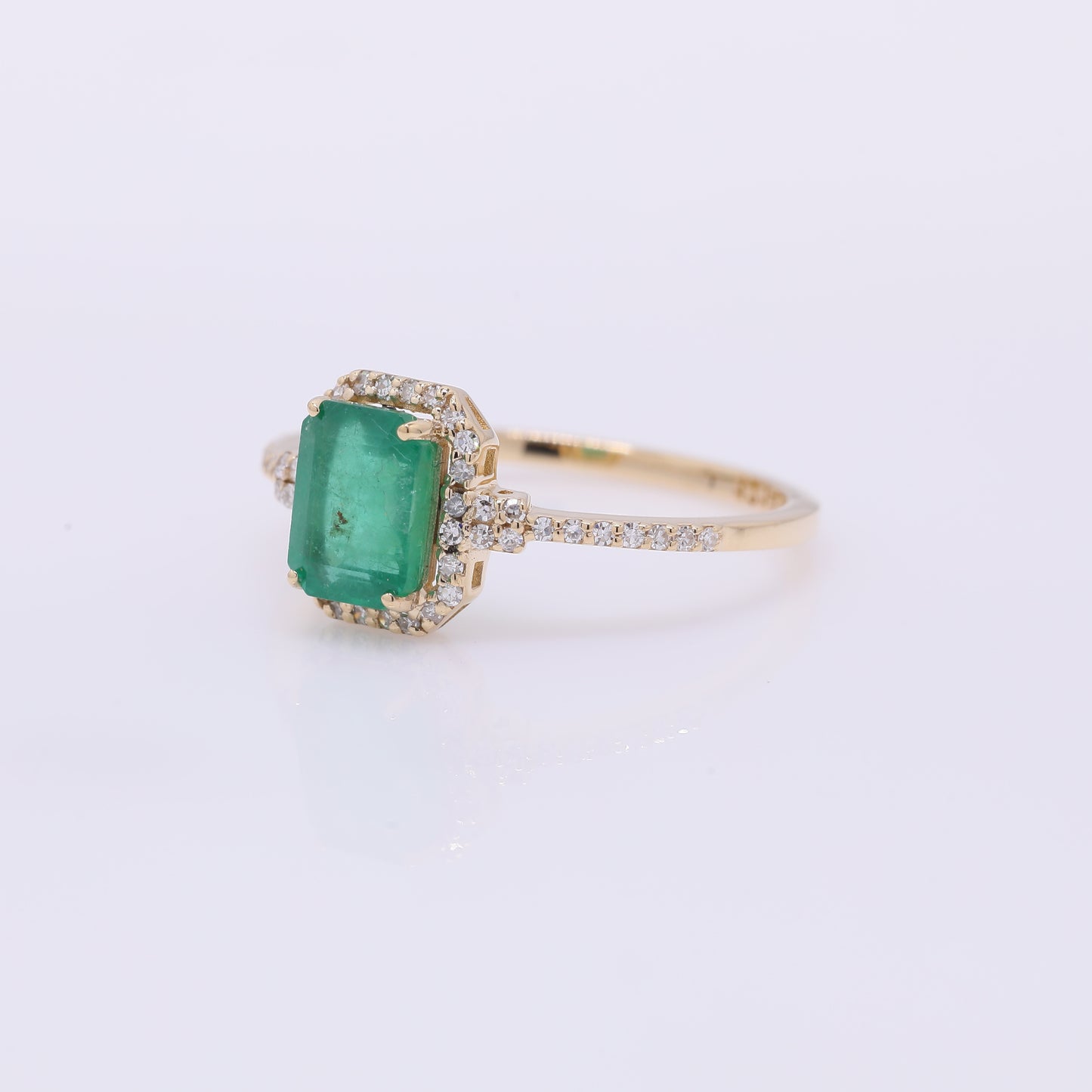 1.25 Ct Octagon Step Cut Natural Emerald 14K Gold Ring