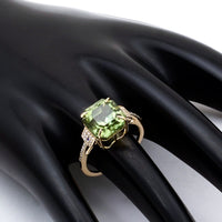 6.62 Ct Octagon Natural Eridot 14K Gold Ring