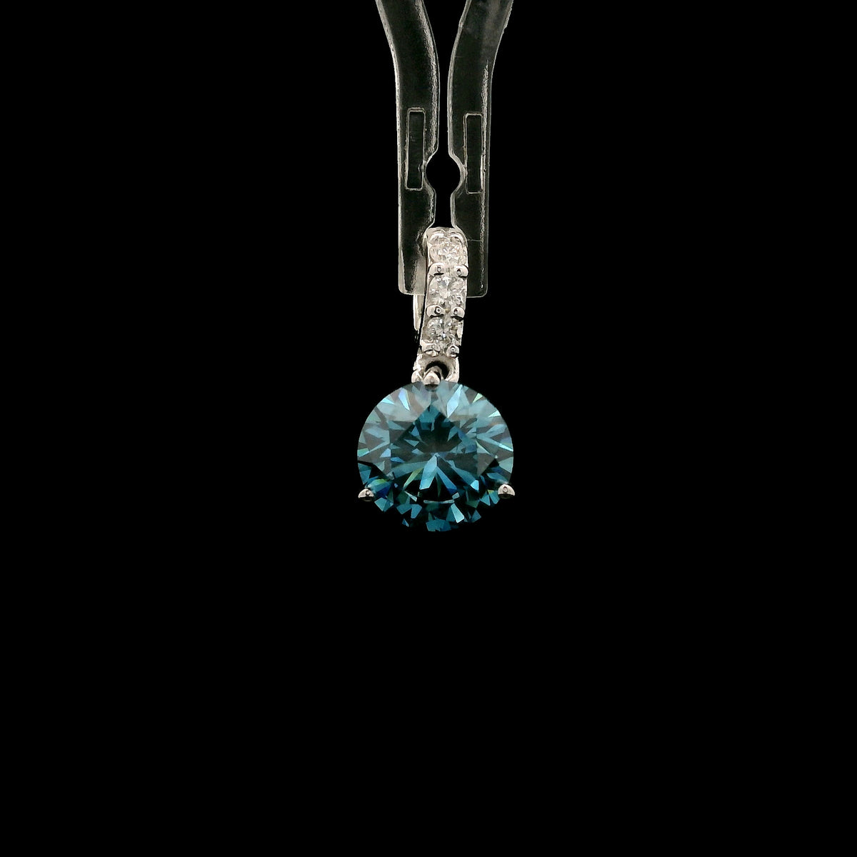 1.71 Carats Blue Lab Grown Diamond 14K Gold Pendant