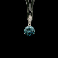 1.71 Carats Blue Lab Grown Diamond 14K Gold Pendant
