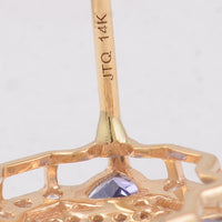 3.02 Ct Octagon Multi Sapphire 14K Gold Earrings