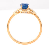 1.46 Ct Oval Mixed Cut Natural Sapphire 14K Gold Ring