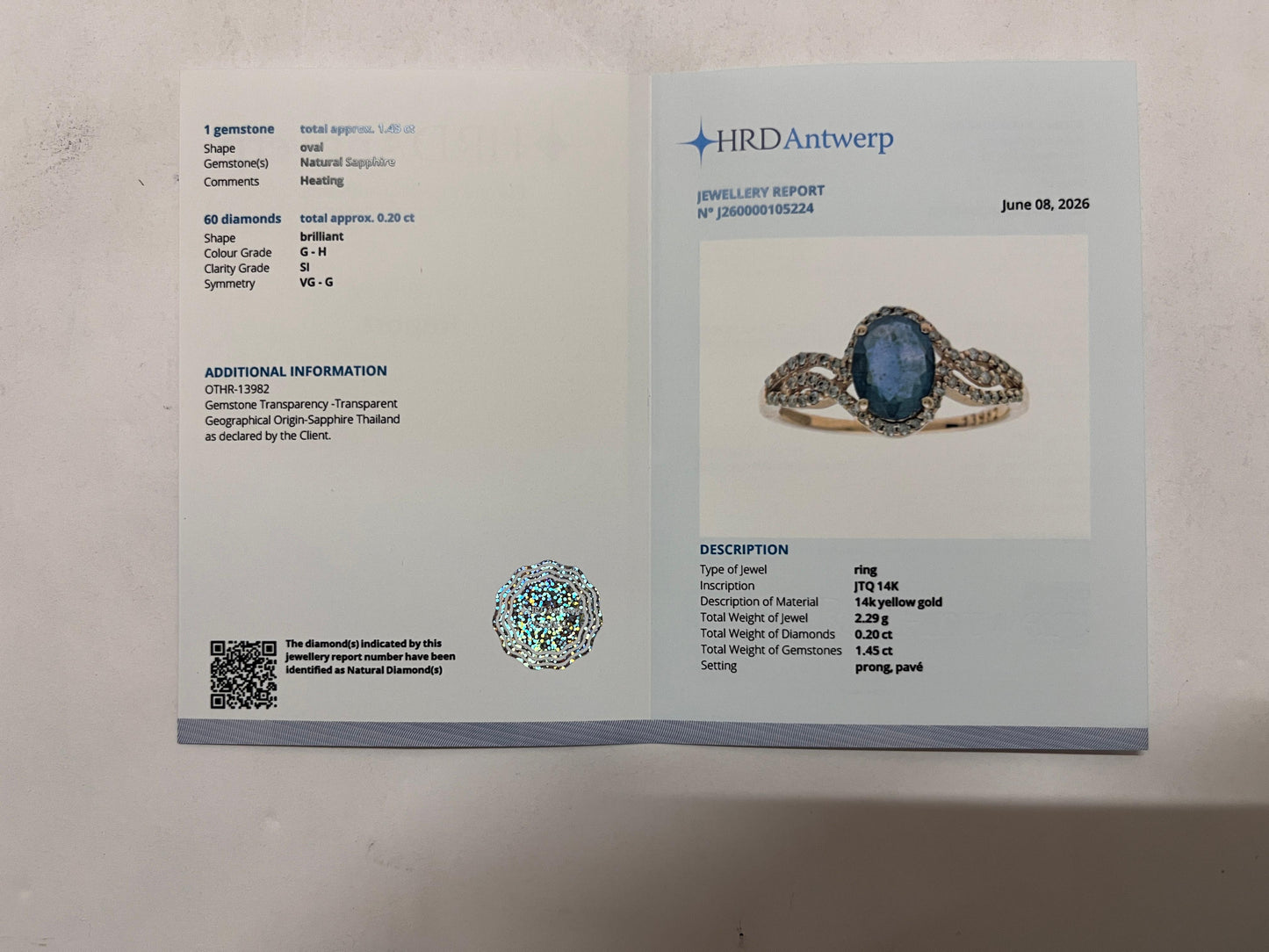 1.65 Ct Oval Mixed Cut Natural Sapphire 14K Gold Ring