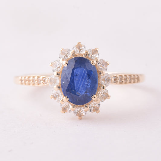 1.87 Ct Oval Sapphire 9K Gold Ring