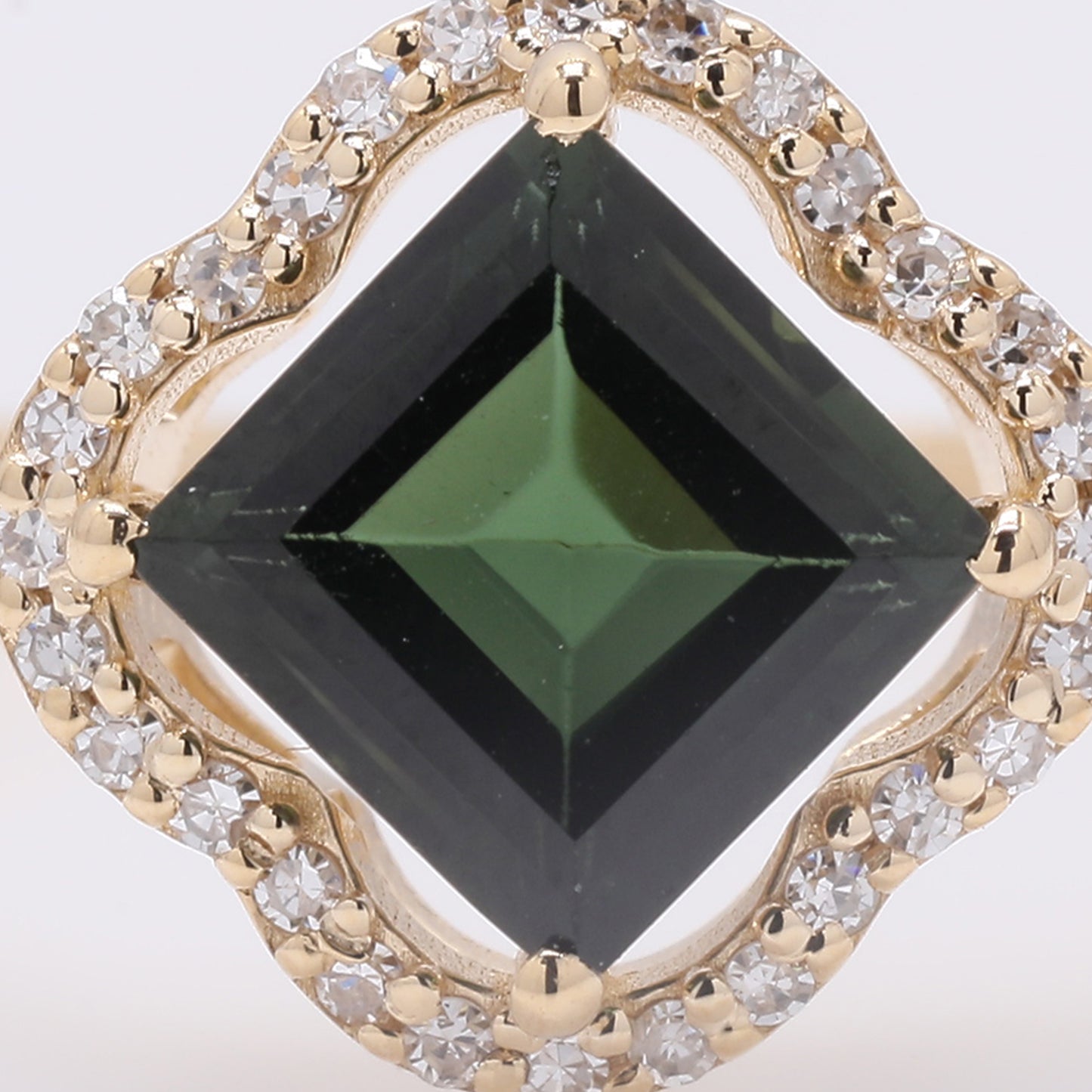 1.33 Ct Square Step Cut Natural Green Tourmaline 14K Gold Ring