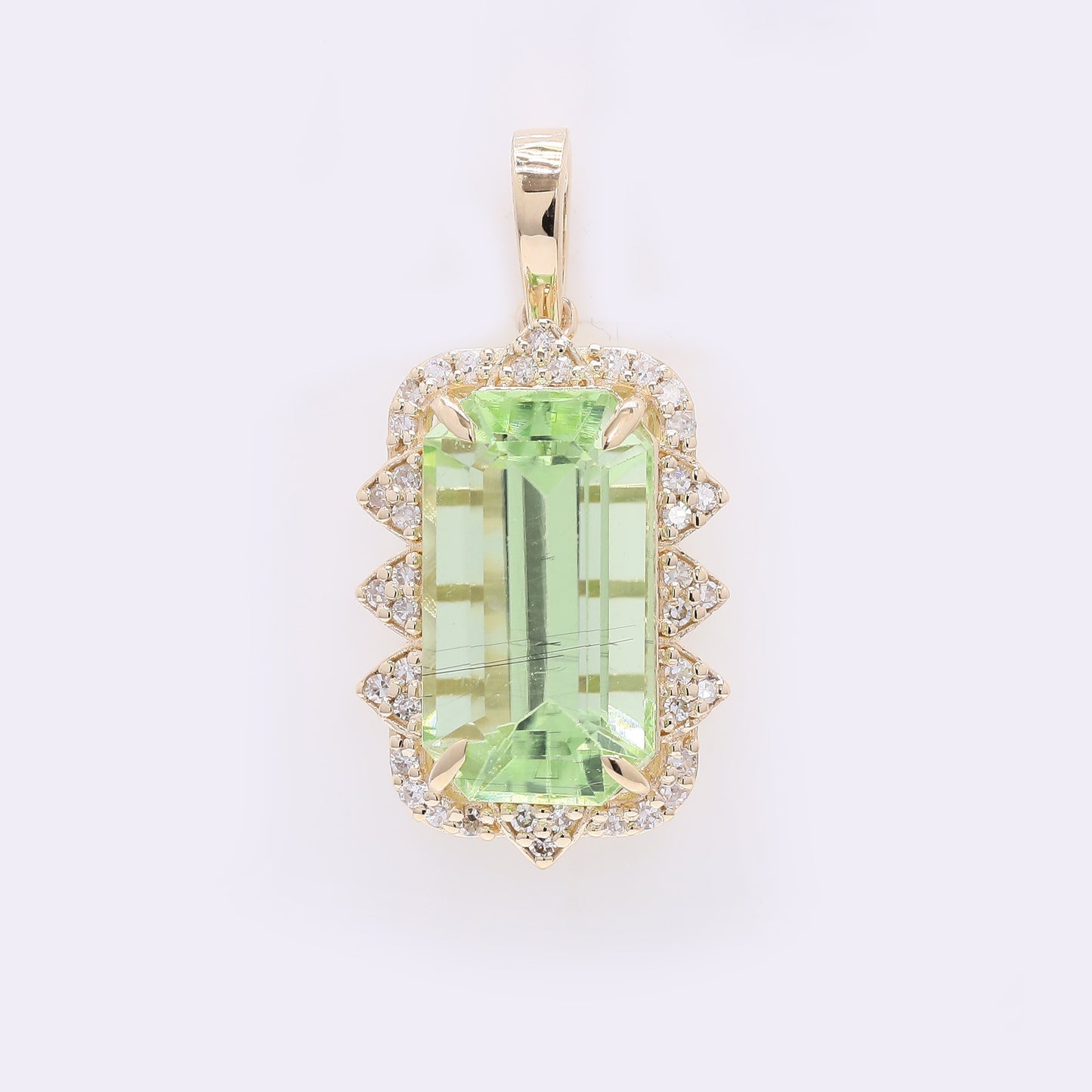 4.77 Ct Octagon Step Cut Natural Peridot 14K Gold Pendant