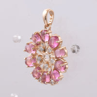 1.70 Ct Oval Cabochon Cut Natural Pink Tourmaline 14K Gold Pendant