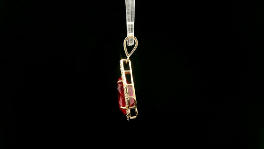 4.64 Ct Oval Lab Grown Ruby 14K Gold Pendant