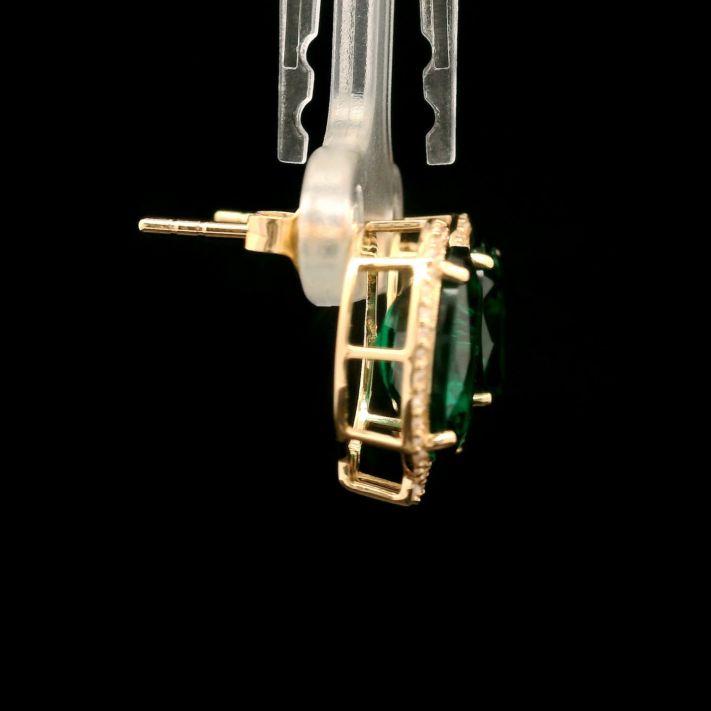 6.27 Ct Oval Mixed Cut Lab Grown Emerald 14K Gold Earrings