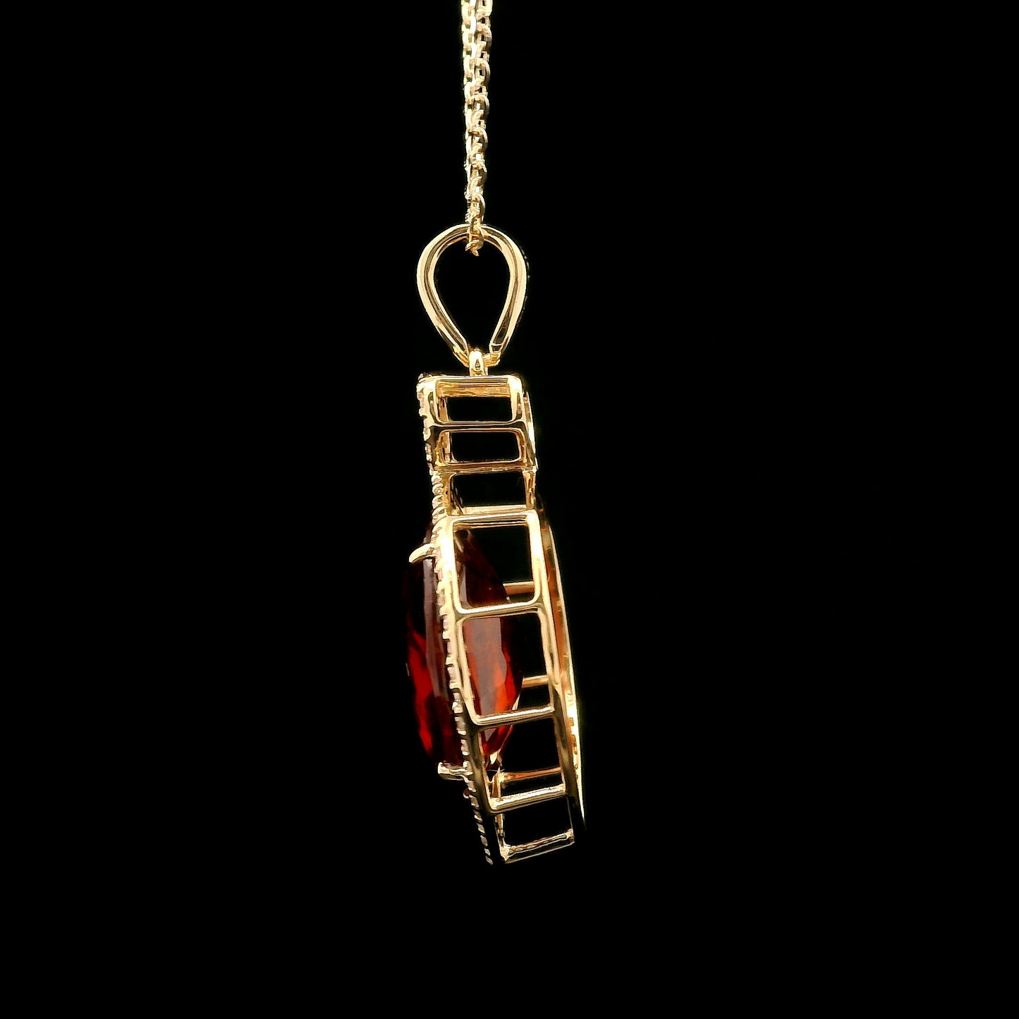 6.43 Ct Oval Hessonite 14K Gold Pendant