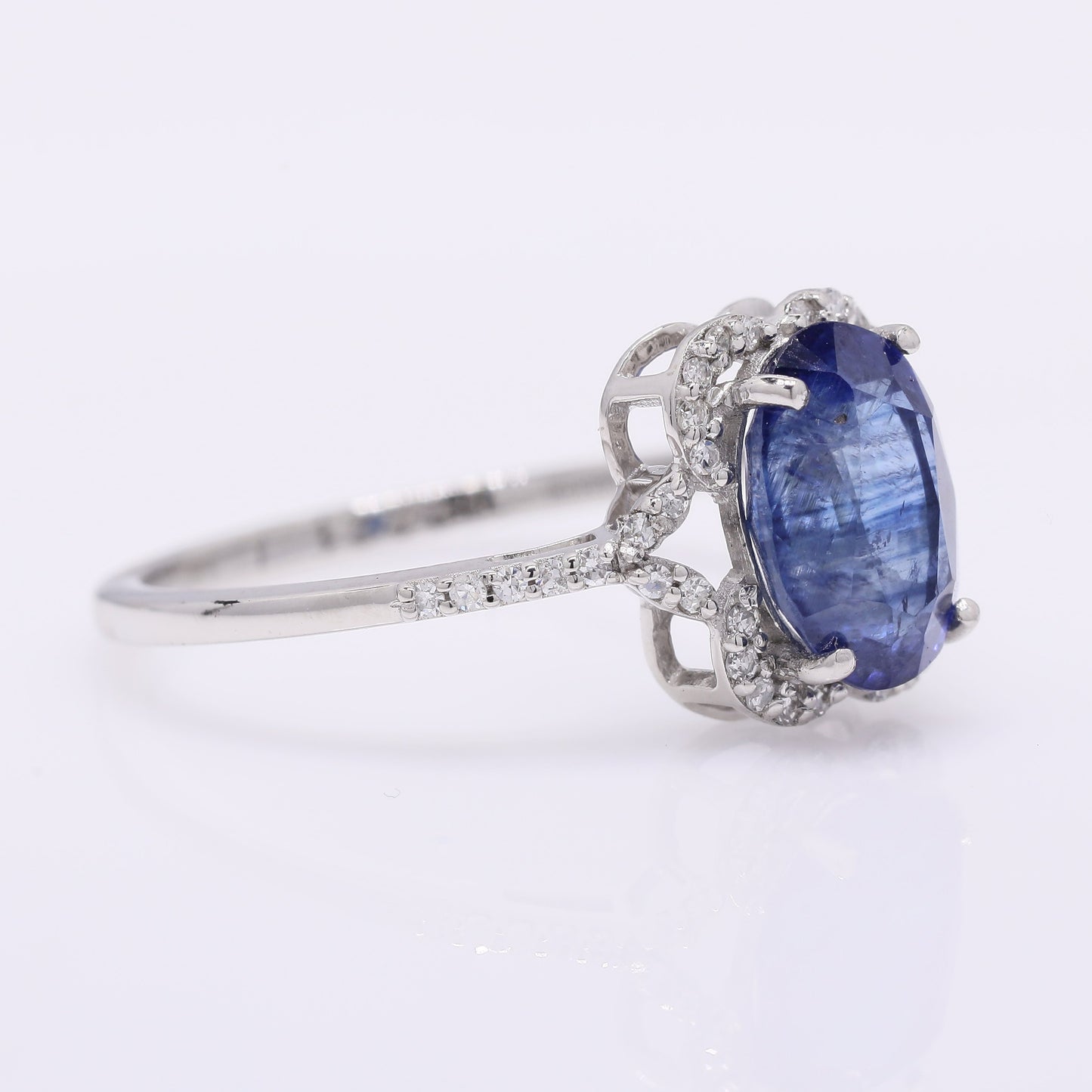 2.47 Ct Oval Mixed Cut Natural Sapphire 950 Platinum Ring
