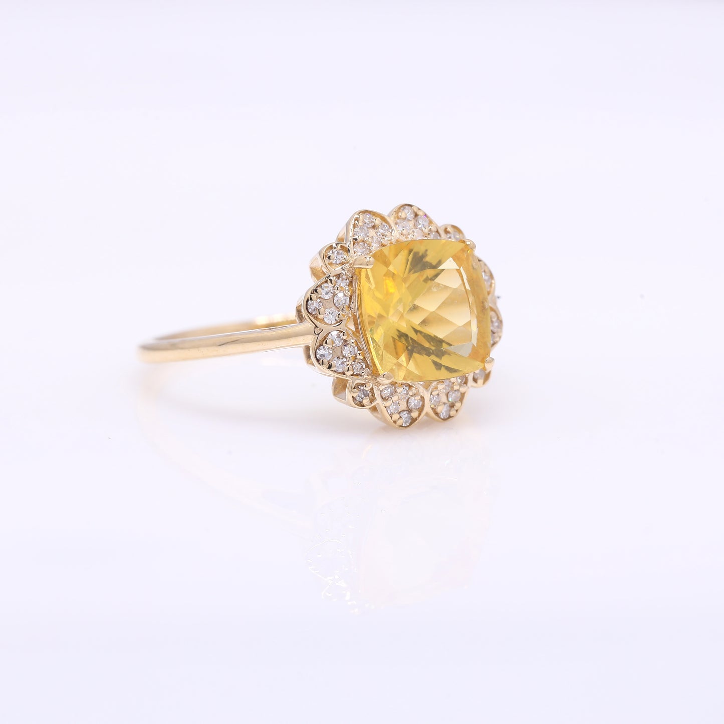 1.57 Ct Cushion Mixed Cut Natural Fire Opal 14K Gold Ring