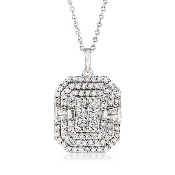 1.73 ct. t.w. Moissanite Cluster Pendant Necklace in Sterling Silver. 18"