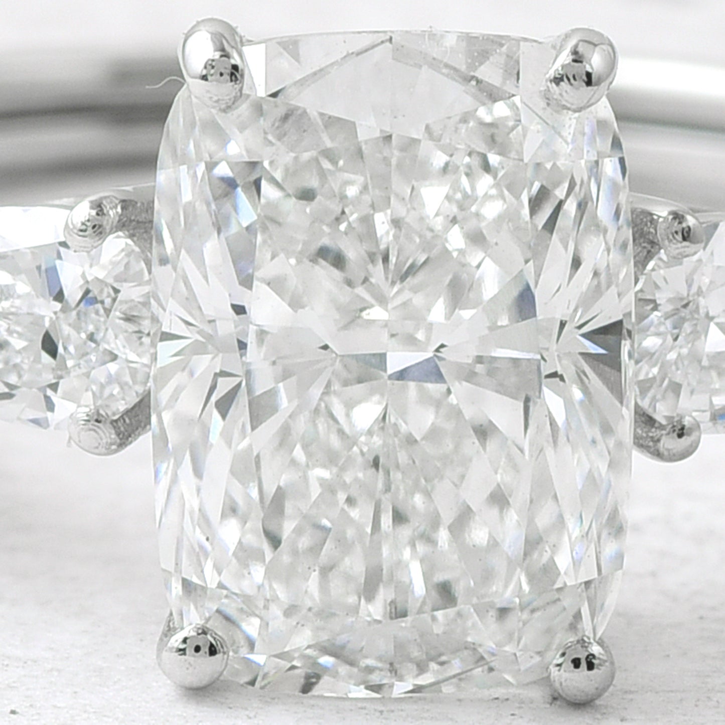 2.83 Ct Cushion Lab Grown Diamond 950 Platinum Ring