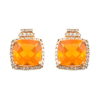 2.08 Ct Cushion Mixed Cut Natural Fire Opal 14K Gold Earrings