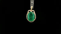 3.77 Ct Cushion Natural Emerald 14K Gold Pendant