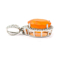 2.51 Ct Oval Mixed Cut Natural Fire Opal 950 Platinum Pendant