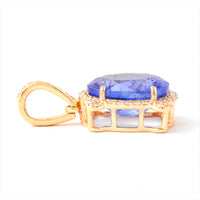 3.29 Ct Oval Mixed Cut Natural Tanzanite 14K Gold Pendant