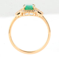 1.15 Ct Octagon Step Cut Natural Emerald 14K Gold Ring