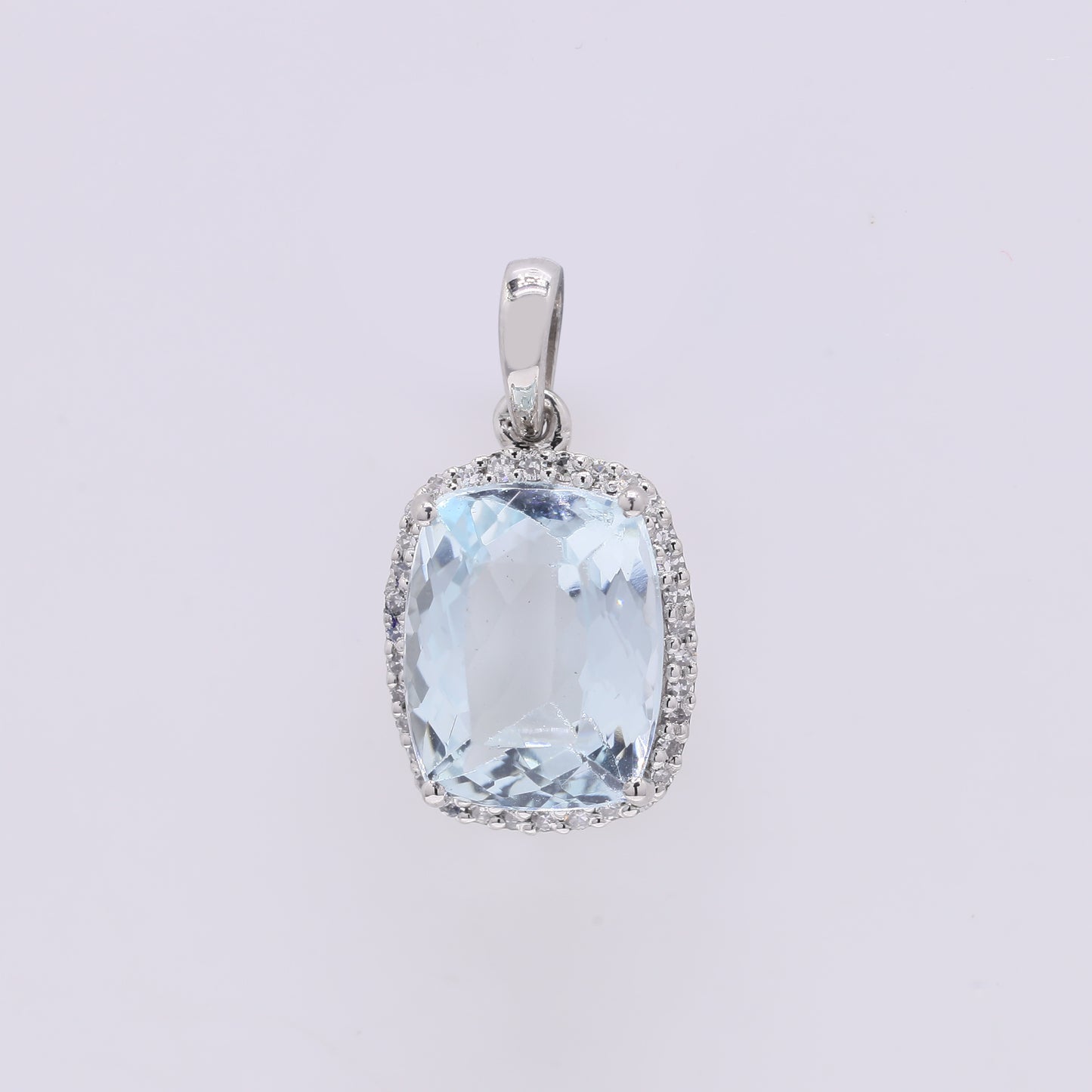 3.02 Ct Cushion Mixed Cut Natural Aquamarine 950 Platinum Pendant