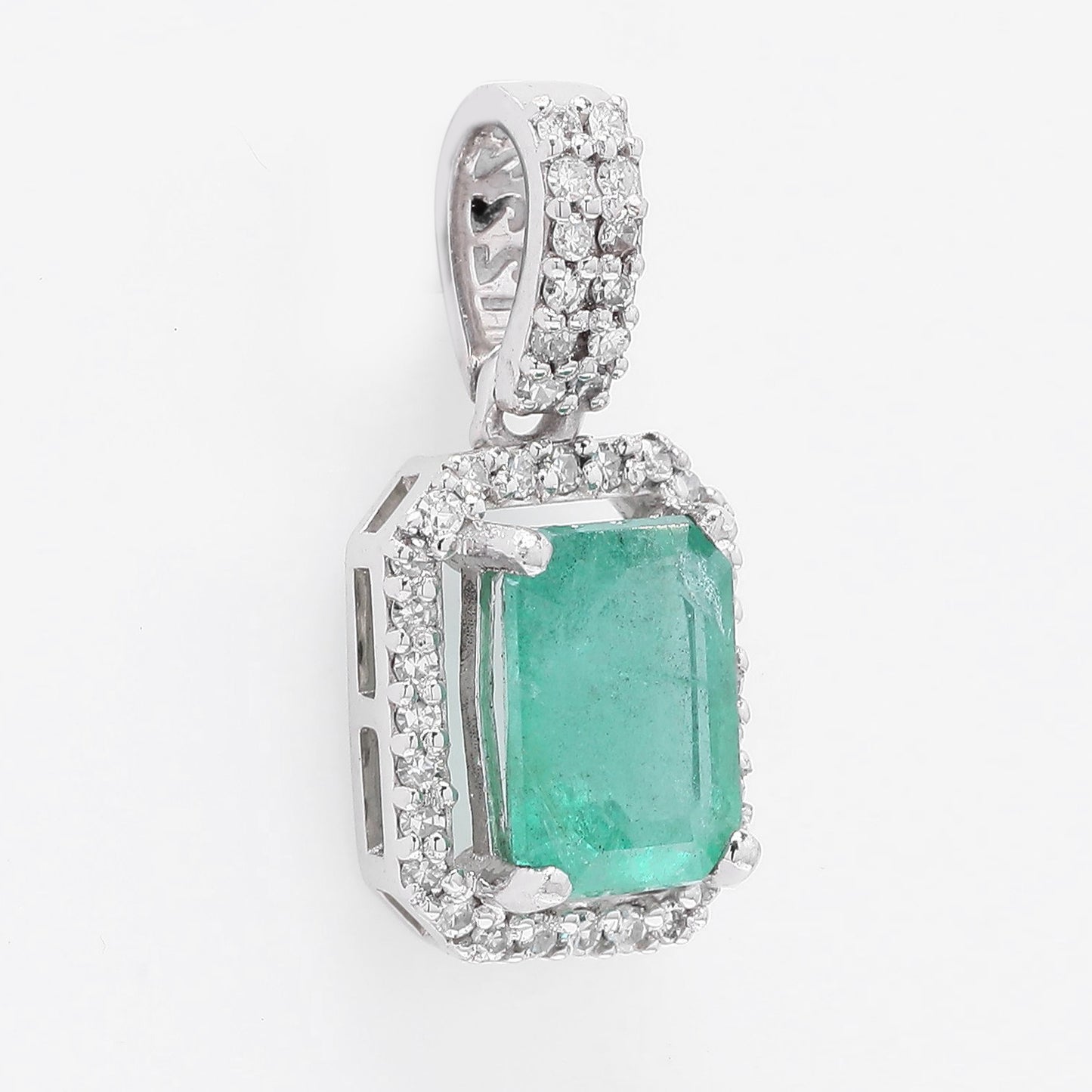 1.12 Ct Octagon Step Cut Natural Emerald 950 Platinum Pendant