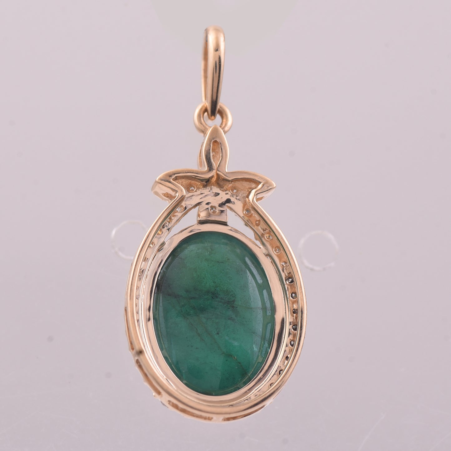 4.54 Ct Oval Cabochon Cut Natural Emerald 14K Gold Pendant