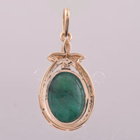 4.54 Ct Oval Cabochon Cut Natural Emerald 14K Gold Pendant
