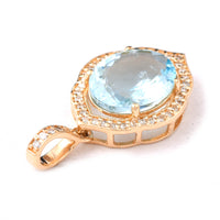 2.06 Ct Oval Mixed Cut Natural Aquamarine 14K Gold Pendant