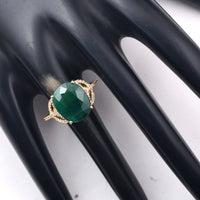 5.59 Ct Oval Mixed Cut Natural Emerald 14K Gold Ring